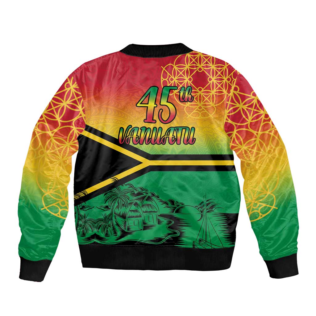 Hapi 45th Indipendens Dei Vanuatu Bomber Jacket Yumi 1980 with Vanuatuan Beach Landscape LT9 - Polynesian Pride