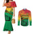 Hapi 45th Indipendens Dei Vanuatu Couples Matching Mermaid Dress and Long Sleeve Button Shirt Yumi 1980 with Vanuatuan Beach Landscape