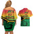 Hapi 45th Indipendens Dei Vanuatu Couples Matching Off Shoulder Short Dress and Hawaiian Shirt Yumi 1980 with Vanuatuan Beach Landscape