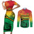 Hapi 45th Indipendens Dei Vanuatu Couples Matching Short Sleeve Bodycon Dress and Long Sleeve Button Shirt Yumi 1980 with Vanuatuan Beach Landscape