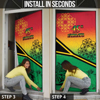 Hapi 45th Indipendens Dei Vanuatu Door Cover Yumi 1980 with Vanuatuan Beach Landscape - Polynesian Pride