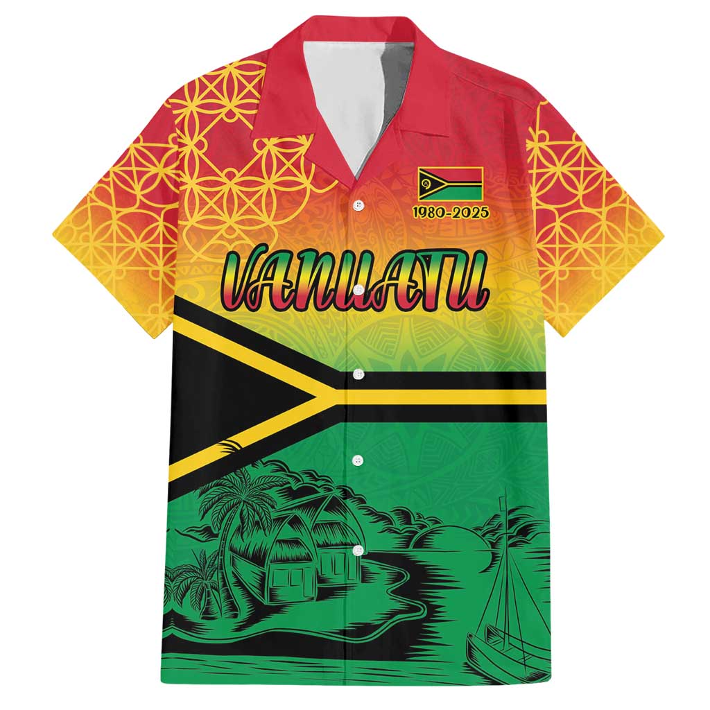 Hapi 45th Indipendens Dei Vanuatu Hawaiian Shirt Yumi 1980 with Vanuatuan Beach Landscape LT9 Red - Polynesian Pride