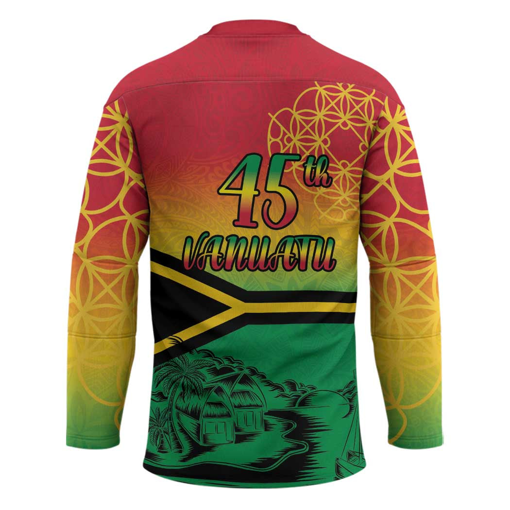 Hapi 45th Indipendens Dei Vanuatu Hockey Jersey Yumi 1980 with Vanuatuan Beach Landscape - Polynesian Pride