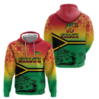 Hapi 45th Indipendens Dei Vanuatu Hoodie Yumi 1980 with Vanuatuan Beach Landscape