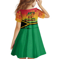 Hapi 45th Indipendens Dei Vanuatu Kid Short Sleeve Dress Yumi 1980 with Vanuatuan Beach Landscape