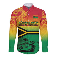 Hapi 45th Indipendens Dei Vanuatu Long Sleeve Button Shirt Yumi 1980 with Vanuatuan Beach Landscape