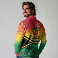 Hapi 45th Indipendens Dei Vanuatu Long Sleeve Polo Shirt Yumi 1980 with Vanuatuan Beach Landscape