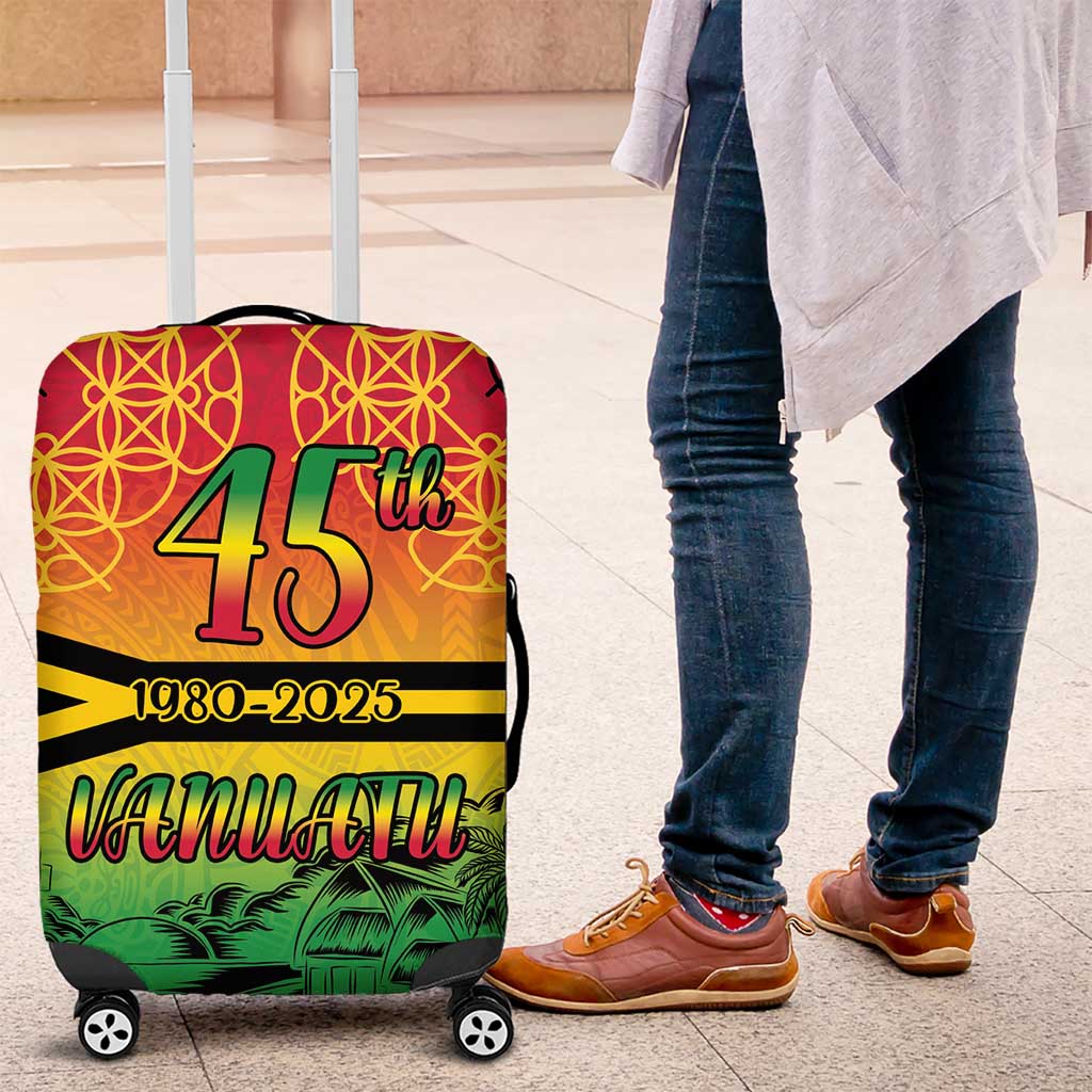 Hapi 45th Indipendens Dei Vanuatu Luggage Cover Yumi 1980 with Vanuatuan Beach Landscape LT9 Red - Polynesian Pride