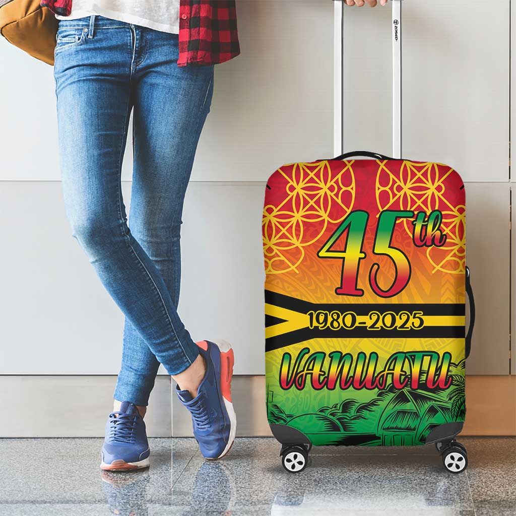 Hapi 45th Indipendens Dei Vanuatu Luggage Cover Yumi 1980 with Vanuatuan Beach Landscape LT9 - Polynesian Pride