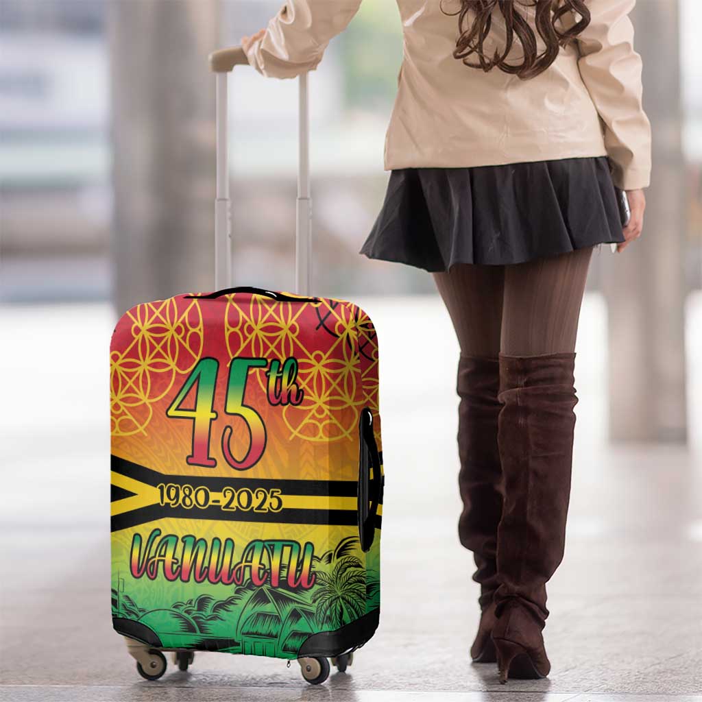 Hapi 45th Indipendens Dei Vanuatu Luggage Cover Yumi 1980 with Vanuatuan Beach Landscape LT9 - Polynesian Pride