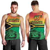 Hapi 45th Indipendens Dei Vanuatu Men Tank Top Yumi 1980 with Vanuatuan Beach Landscape