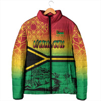 Hapi 45th Indipendens Dei Vanuatu Padded Jacket Yumi 1980 with Vanuatuan Beach Landscape - Polynesian Pride