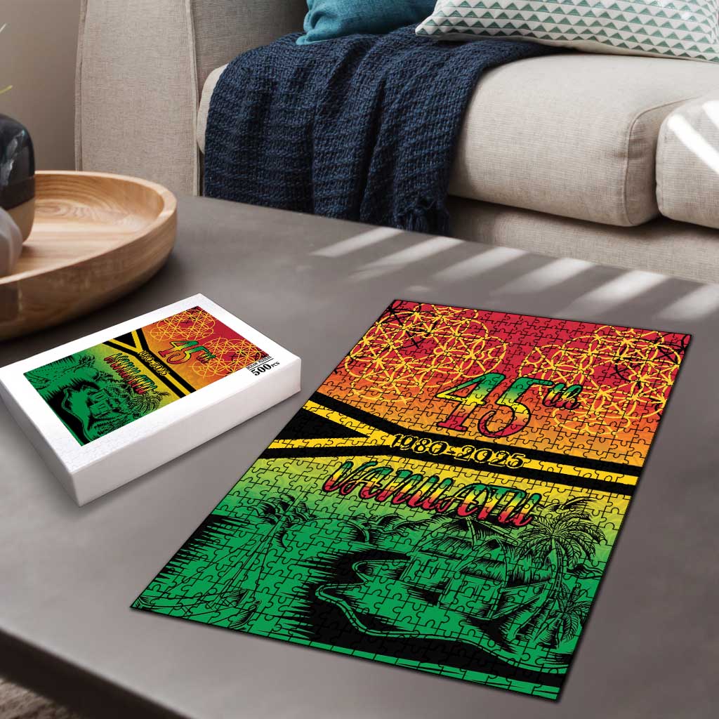 Hapi 45th Indipendens Dei Vanuatu Puzzle Yumi 1980 with Vanuatuan Beach Landscape - Polynesian Pride