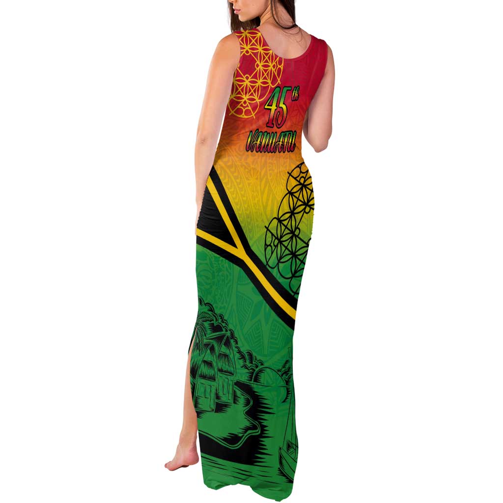 Hapi 45th Indipendens Dei Vanuatu Tank Maxi Dress Yumi 1980 with Vanuatuan Beach Landscape
