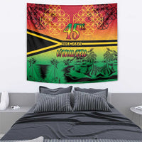 Hapi 45th Indipendens Dei Vanuatu Tapestry Yumi 1980 with Vanuatuan Beach Landscape