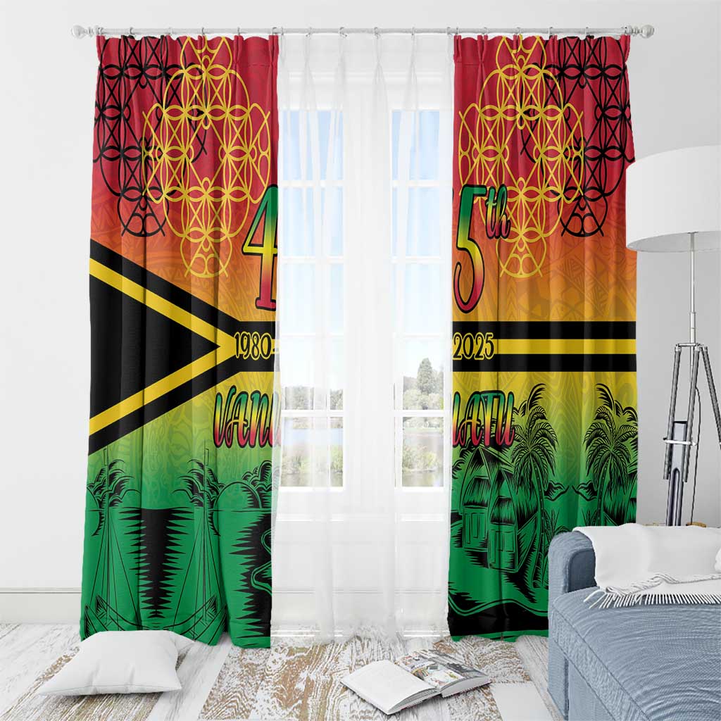 Hapi 45th Indipendens Dei Vanuatu Window Curtain Yumi 1980 with Vanuatuan Beach Landscape