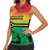 Hapi 45th Indipendens Dei Vanuatu Women Sleeveless Polo Shirt Yumi 1980 with Vanuatuan Beach Landscape