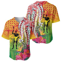 Vanuatu 45th Anniversary Baseball Jersey Polynesian with Sand Drawing Pattern