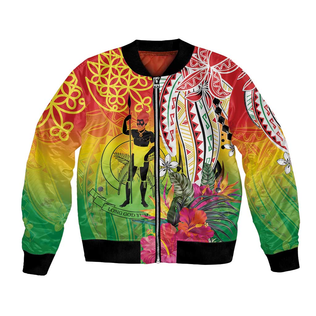 Vanuatu 45th Anniversary Bomber Jacket Polynesian with Sand Drawing Pattern LT9 Unisex Red - Polynesian Pride