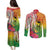 Vanuatu 45th Anniversary Couples Matching Puletasi and Long Sleeve Button Shirt Polynesian with Sand Drawing Pattern