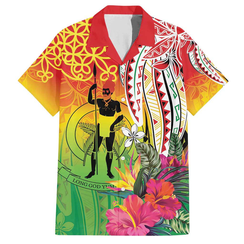 Vanuatu 45th Anniversary Family Matching Long Sleeve Bodycon Dress and Hawaiian Shirt Polynesian with Sand Drawing Pattern