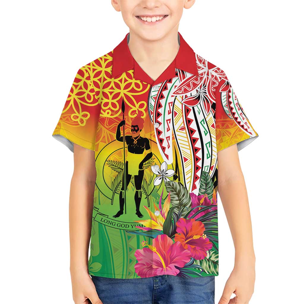 Vanuatu 45th Anniversary Family Matching Long Sleeve Bodycon Dress and Hawaiian Shirt Polynesian with Sand Drawing Pattern