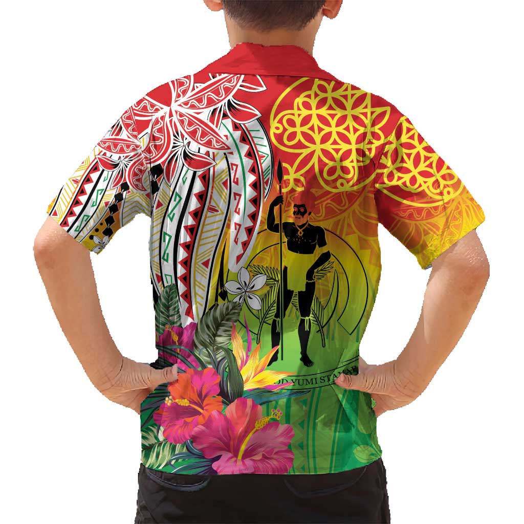 Vanuatu 45th Anniversary Family Matching Puletasi and Hawaiian Shirt Polynesian with Sand Drawing Pattern
