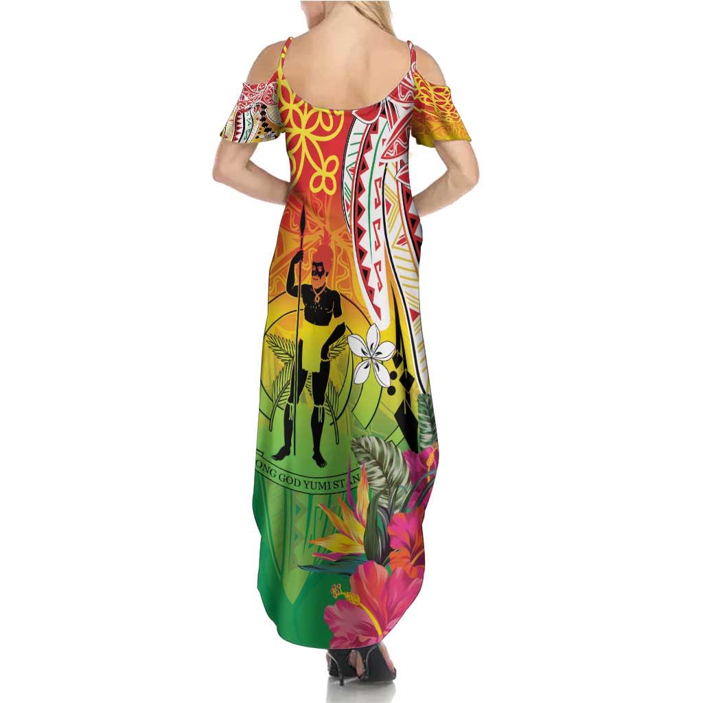 Vanuatu 45th Anniversary Family Matching Summer Maxi Dress and Hawaiian Shirt Polynesian with Sand Drawing Pattern