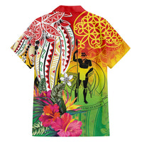 Vanuatu 45th Anniversary Hawaiian Shirt Polynesian with Sand Drawing Pattern