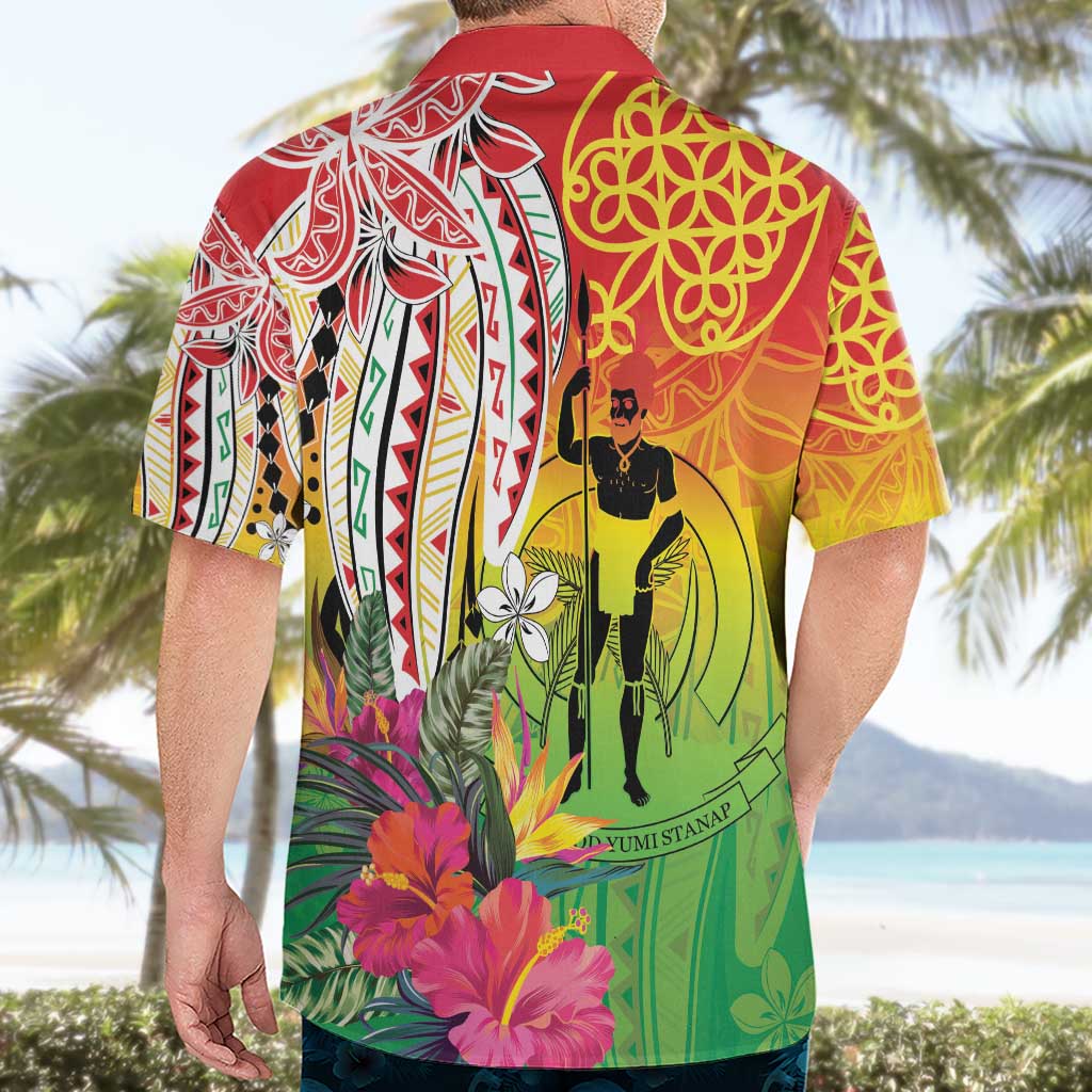 Vanuatu 45th Anniversary Hawaiian Shirt Polynesian with Sand Drawing Pattern