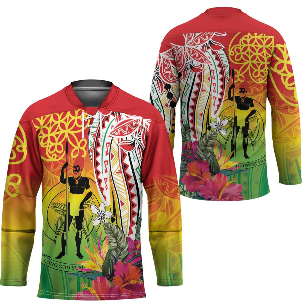 Vanuatu 45th Anniversary Hockey Jersey Polynesian with Sand Drawing Pattern - Polynesian Pride