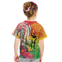 Vanuatu 45th Anniversary Kid T Shirt Polynesian with Sand Drawing Pattern