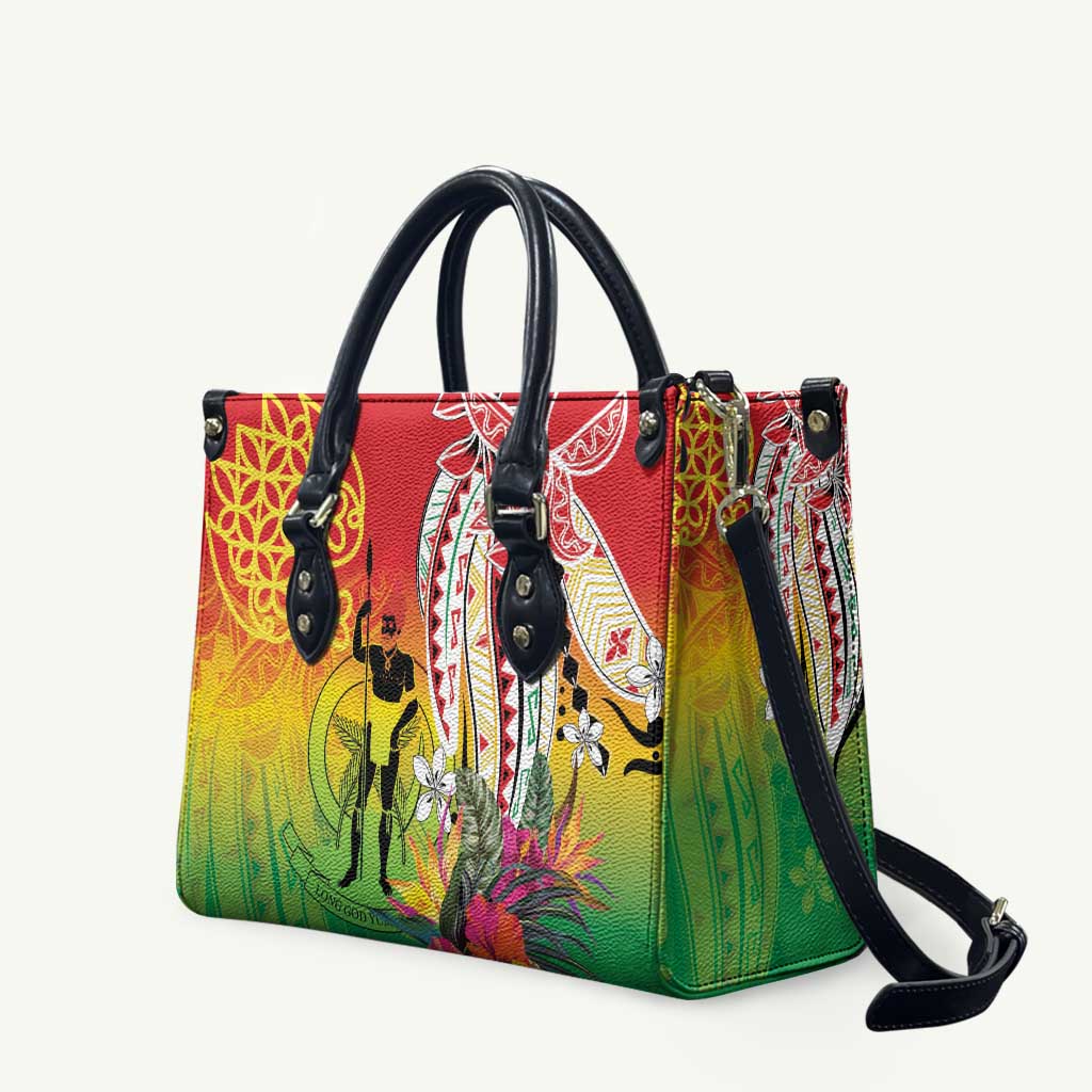 Vanuatu 45th Anniversary Leather Bag Polynesian with Sand Drawing Pattern - Polynesian Pride
