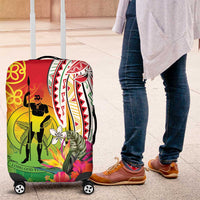 Vanuatu 45th Anniversary Luggage Cover Polynesian with Sand Drawing Pattern LT9 Red - Polynesian Pride