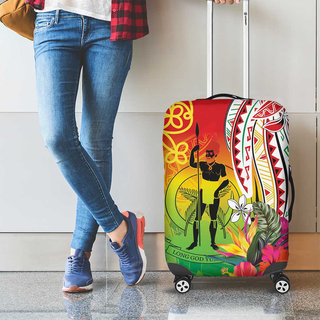 Vanuatu 45th Anniversary Luggage Cover Polynesian with Sand Drawing Pattern LT9 - Polynesian Pride