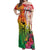 Vanuatu 45th Anniversary Off Shoulder Maxi Dress Polynesian with Sand Drawing Pattern