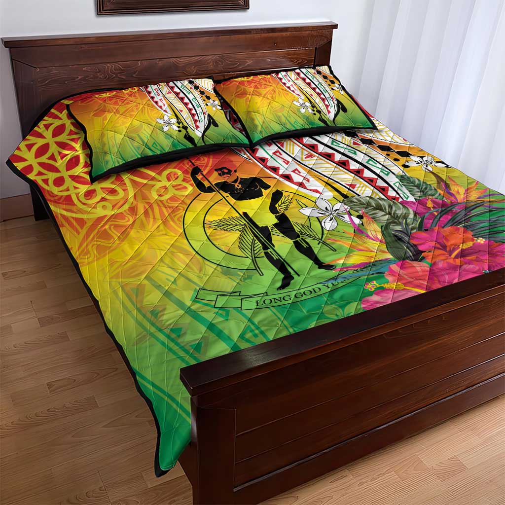 Vanuatu 45th Anniversary Quilt Bed Set Polynesian with Sand Drawing Pattern