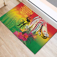 Vanuatu 45th Anniversary Rubber Doormat Polynesian with Sand Drawing Pattern