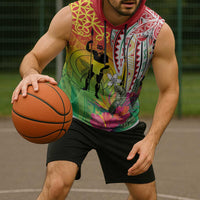 Vanuatu 45th Anniversary Sleeveless Hoodie Polynesian with Sand Drawing Pattern - Polynesian Pride