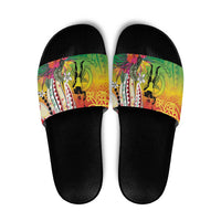 Vanuatu 45th Anniversary Slide Sandals Polynesian with Sand Drawing Pattern - Polynesian Pride
