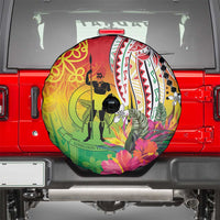 Vanuatu 45th Anniversary Spare Tire Cover Polynesian with Sand Drawing Pattern