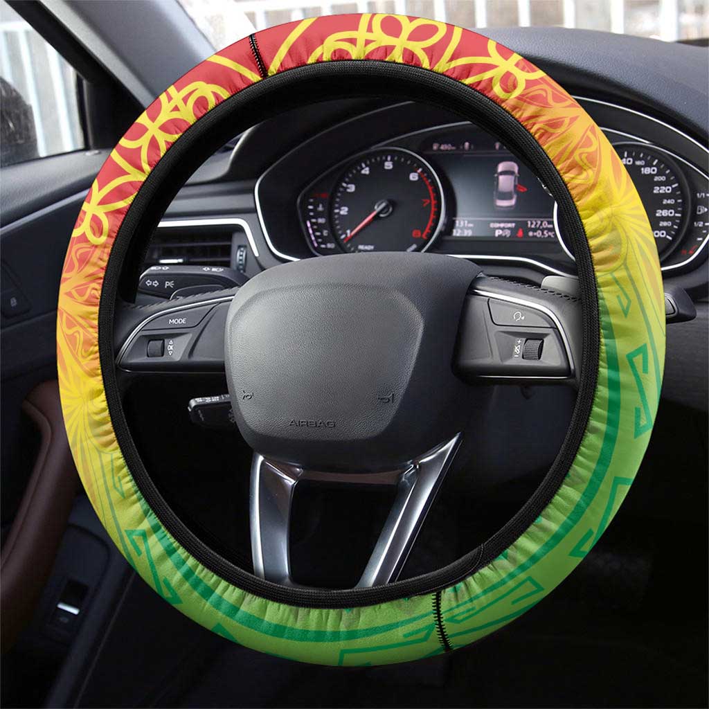 Vanuatu 45th Anniversary Steering Wheel Cover Polynesian with Sand Drawing Pattern