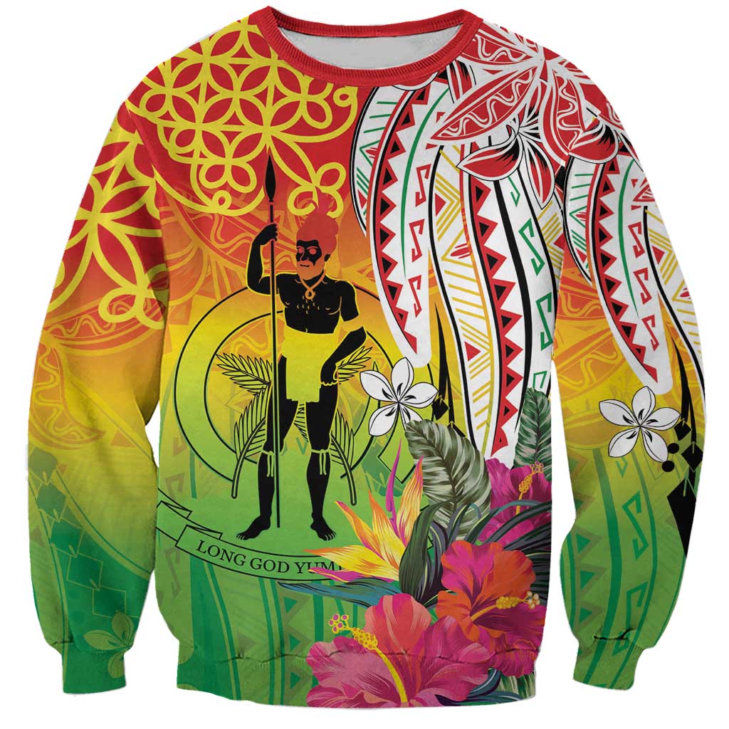Vanuatu 45th Anniversary Sweatshirt Polynesian with Sand Drawing Pattern