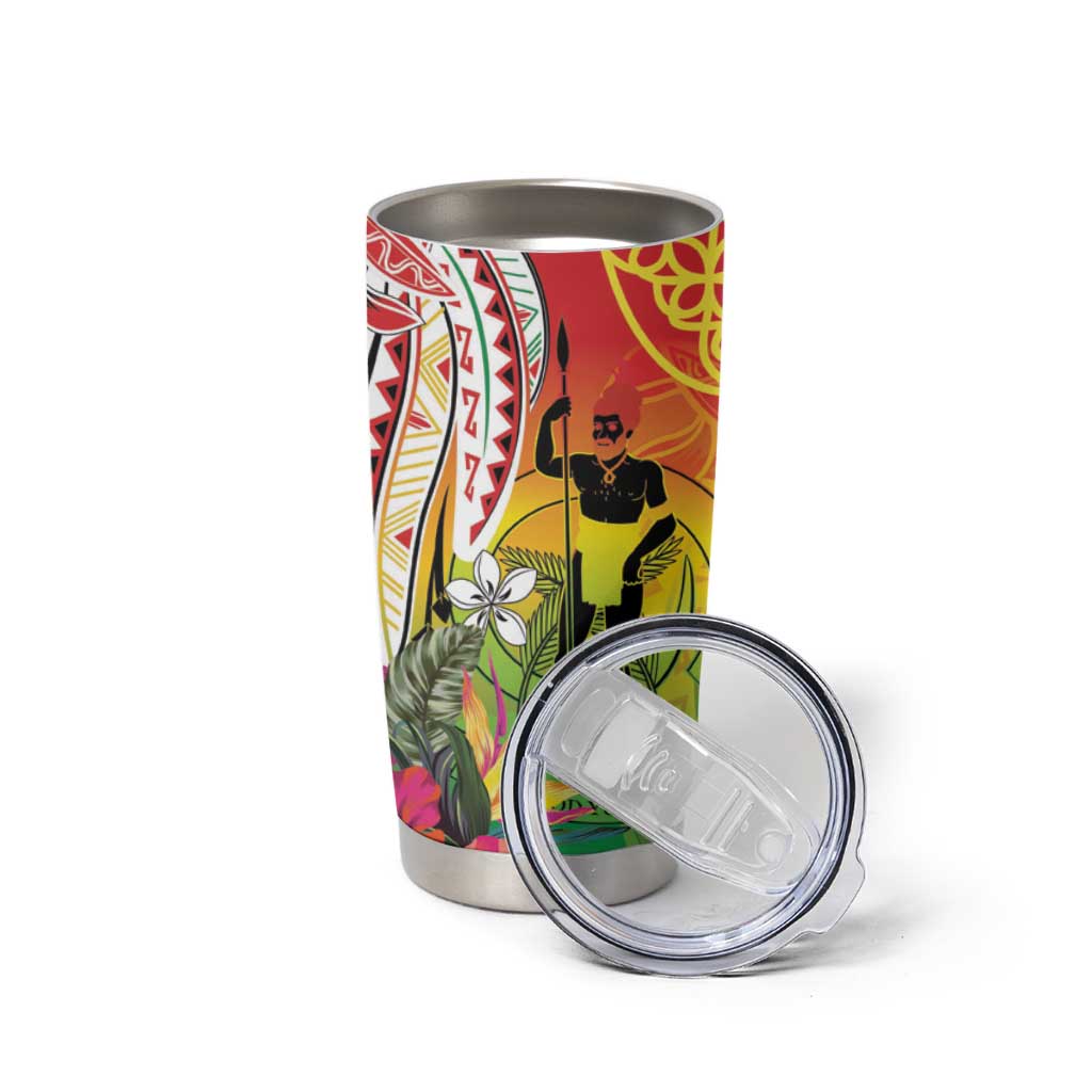 Vanuatu 45th Anniversary Tumbler Cup Polynesian with Sand Drawing Pattern