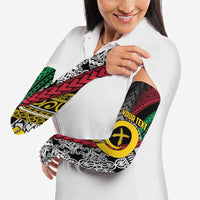 Vanuatu Proud to be Ni-van Personalised Arm Sleeves with Mutis En Atan Patterns - Polynesian Pride