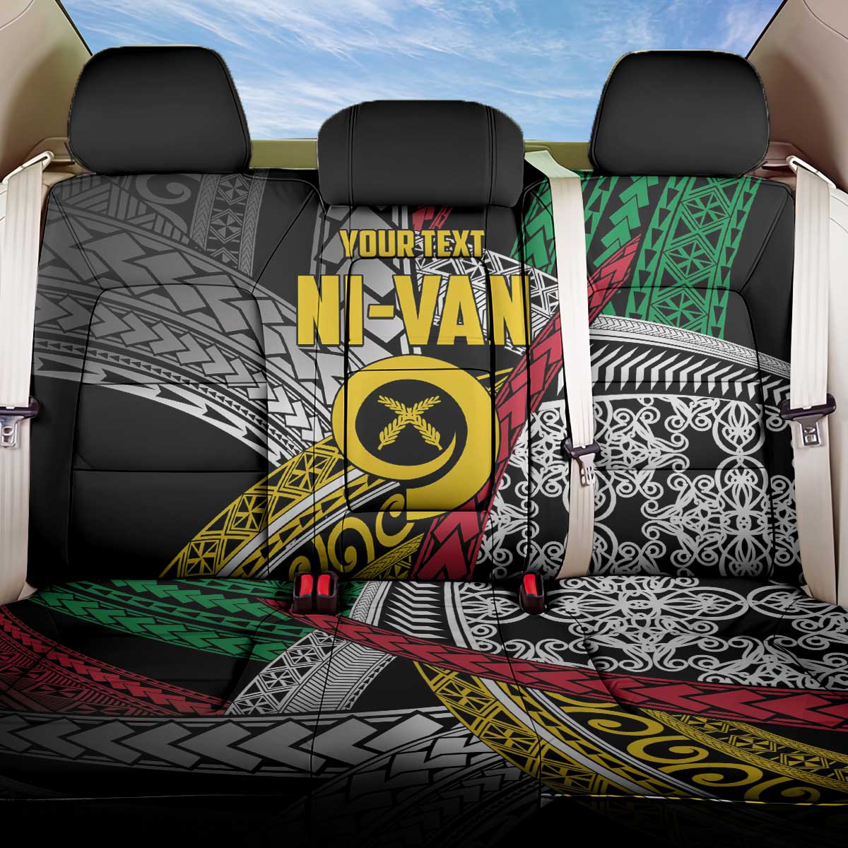 Vanuatu Proud to be Ni-van Personalised Back Car Seat Cover with Mutis En Atan Patterns