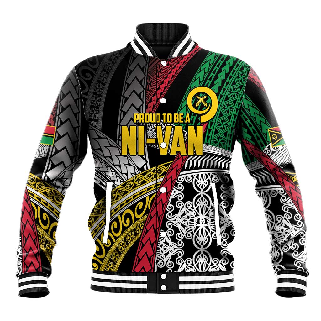 Vanuatu Proud to be Ni-van Personalised Baseball Jacket with Mutis En Atan Patterns
