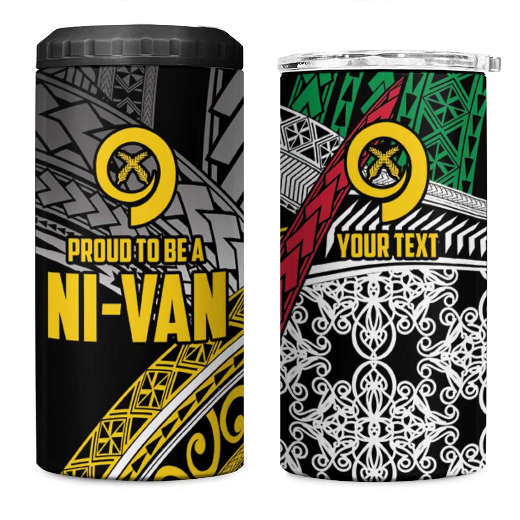 Vanuatu Proud to be Ni-van Personalised 4 in 1 Can Cooler Tumbler with Mutis En Atan Patterns
