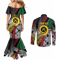 Vanuatu Proud to be Ni-van Personalised Couples Matching Mermaid Dress and Long Sleeve Button Shirt with Mutis En Atan Patterns