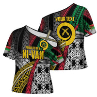 Vanuatu Proud to be Ni-van Personalised Cross Shoulder Shirt with Mutis En Atan Patterns - Polynesian Pride
